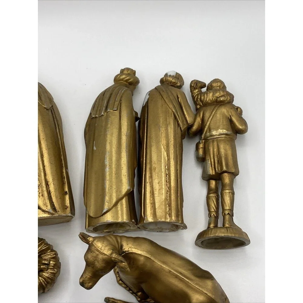 Vintage Christmas Nativity Figures 12 Pc Plastic Hong Kong Wisemen Jesus Angel